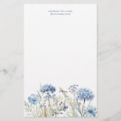 Waterverf Blauw Wildbloemen Papier Papier (Voorkant)