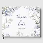 Waterverf Blauw Wilde Bloem Frame Gastenboek (Voorkant)