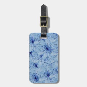 Waterverf Blauw Wilde Bloemen Boeket Bagagelabel