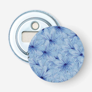 Waterverf Blauw Wilde Bloemen Boeket Button Flesopener