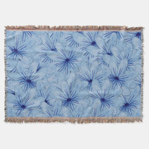 Waterverf Blauw Wilde Bloemen Boeket Deken
