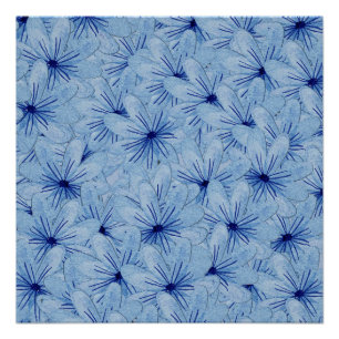 Waterverf Blauw Wilde Bloemen Boeket Perfect Poster