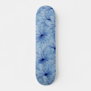 Waterverf Blauw Wilde Bloemen Boeket Persoonlijk Skateboard
