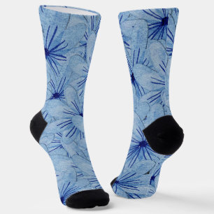 Waterverf Blauw Wilde Bloemen Boeket Sokken