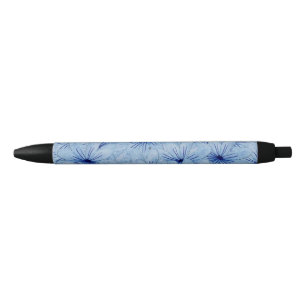 Waterverf Blauw Wilde Bloemen Boeket Zwarte Inkt Pen