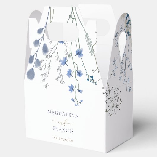 waterverf blauw Wildflower bruiloft Bedankdoosjes (Geopend)