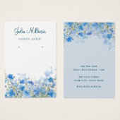 Waterverf blauw Wildflower oorbel display kaart (Voorkant /achterkant)