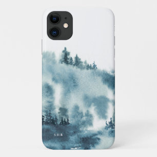 Waterverf Blauw Winterwoud Monogram Case-Mate iPhone Case