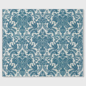 Waterverf Blauw & Wit Bloemen  Patroon Cadeaupapier (Vlak)