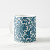 Waterverf Blauw & Wit Bloemen  Patroon Koffiemok (Voorkant links)