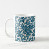 Waterverf Blauw & Wit Bloemen  Patroon Koffiemok (Links)