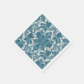 Waterverf Blauw & Wit Bloemen  Patroon Servet (Hoek)