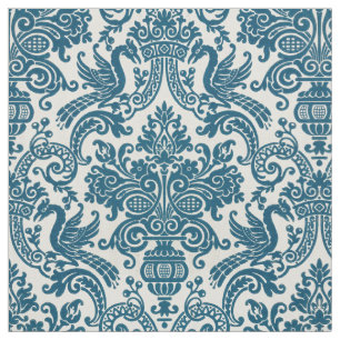 Waterverf Blauw & Wit Bloemen Patroon Stof