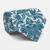 Waterverf Blauw & Wit Bloemen Patroon Stropdas (Opgerold)