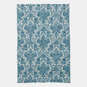 Waterverf Blauw & Wit Bloemen  Patroon Theedoek (Verticaal)