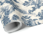 Waterverf blauw-wit China kasteelpagode Cadeaupapier (Rol Hoek)