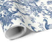 Waterverf blauw-wit China pauw chinoserie Cadeaupapier (Rol Hoek)