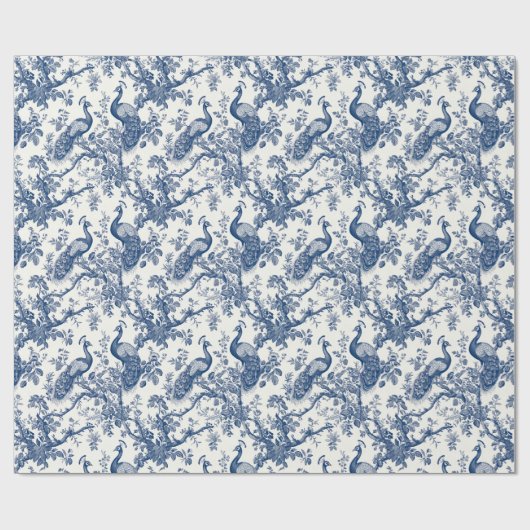 Waterverf blauw-wit China pauw chinoserie Cadeaupapier (Vlak)