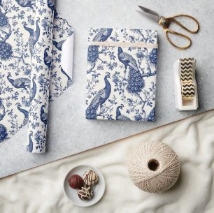 Waterverf blauw-wit China pauw chinoserie Cadeaupapier