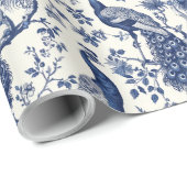 Waterverf blauw-wit China pauw chinoserie Cadeaupapier (Rol Hoek)