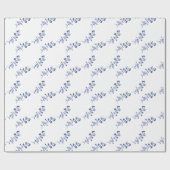 Waterverf Blauw & Wit Chinoiserie Bloemen Cadeaupapier (Vlak)