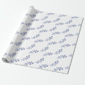 Waterverf Blauw & Wit Chinoiserie Bloemen Cadeaupapier (Uitgerold)