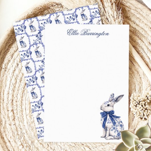Waterverf Blauw & Wit Chinoiserie Bunny Rabbit Bedankkaart