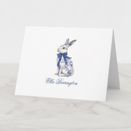 Waterverf Blauw & Wit Chinoiserie Bunny Rabbit Bedankkaart