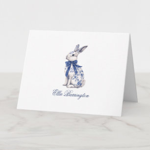 Waterverf Blauw & Wit Chinoiserie Bunny Rabbit Bedankkaart