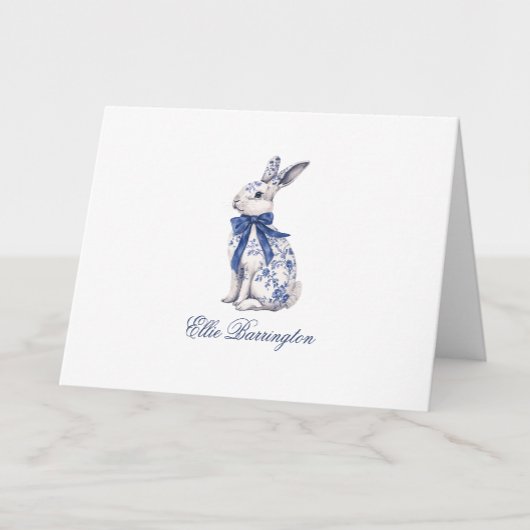 Waterverf Blauw & Wit Chinoiserie Bunny Rabbit Bedankkaart