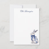 Waterverf Blauw & Wit Chinoiserie Bunny Rabbit Bedankkaart (Voorkant)