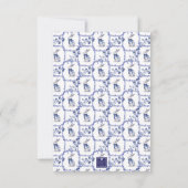 Waterverf Blauw & Wit Chinoiserie Bunny Rabbit Bedankkaart (Achterkant)