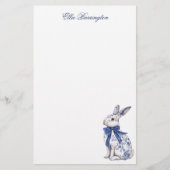 Waterverf Blauw & Wit Chinoiserie Bunny Rabbit Briefpapier (Voorkant)