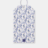 Waterverf Blauw & Wit Chinoiserie Bunny Rabbit Cadeaulabel (Achterkant)