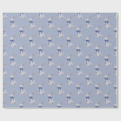 Waterverf Blauw & Wit Chinoiserie Bunny Rabbit Cadeaupapier (Vlak)