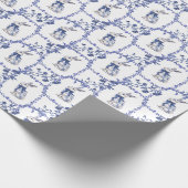 Waterverf Blauw & Wit Chinoiserie Bunny Rabbit Cadeaupapier (Hoek)