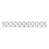 Waterverf Blauw & Wit Chinoiserie Bunny Rabbit Grosgrain Lint (Voorkant)