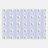 Waterverf Blauw & Wit Chinoiserie Bunny Rabbit Inpakpapier Vel (Voorkant)