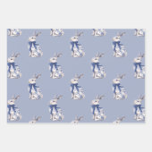 Waterverf Blauw & Wit Chinoiserie Bunny Rabbit Inpakpapier Vel (Voorkant 2)