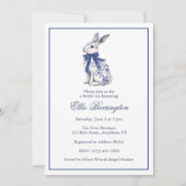 Waterverf Blauw & Wit Chinoiserie Bunny Rabbit Kaart (Voorkant)