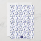 Waterverf Blauw & Wit Chinoiserie Bunny Rabbit Kaart (Achterkant)