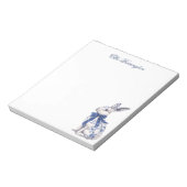Waterverf Blauw & Wit Chinoiserie Bunny Rabbit Notitieblok (Linkerzijde)