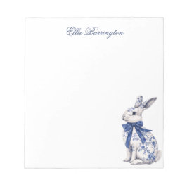 Waterverf Blauw & Wit Chinoiserie Bunny Rabbit Notitieblok