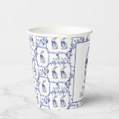 Waterverf Blauw & Wit Chinoiserie Bunny Rabbit Papieren Bekers (Rechts)