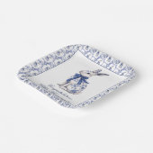 Waterverf Blauw & Wit Chinoiserie Bunny Rabbit Papieren Bordje (Gebogen)