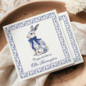 Waterverf Blauw & Wit Chinoiserie Bunny Rabbit Servet