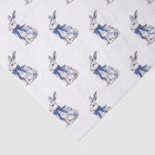 Waterverf Blauw & Wit Chinoiserie Bunny Rabbit Tissuepapier (Detail)