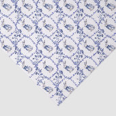 Waterverf Blauw & Wit Chinoiserie Bunny Rabbit Tissuepapier (Detail)