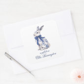 Waterverf Blauw & Wit Chinoiserie Bunny Rabbit Vierkante Sticker (Envelop)