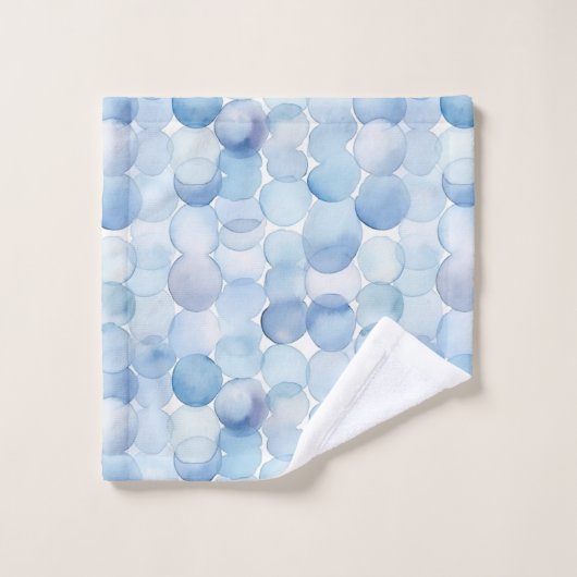 Waterverf Blauw Wit Cirkels Modern Pattern Bad Handdoek (Wasdoekje)